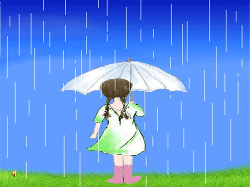 听雨【幼儿园小班语言教育PPT课件幻灯片故事】_第1页
