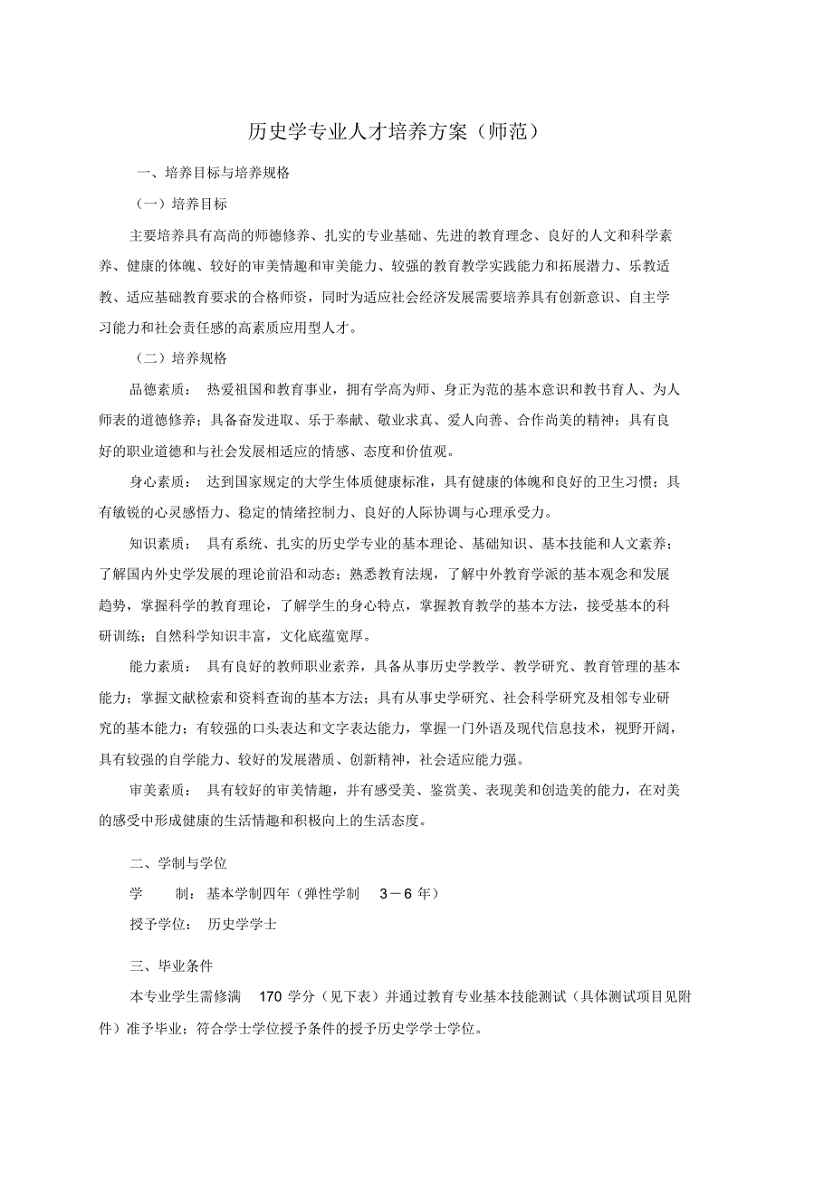 历史学专业人才培养方案师范_第1页