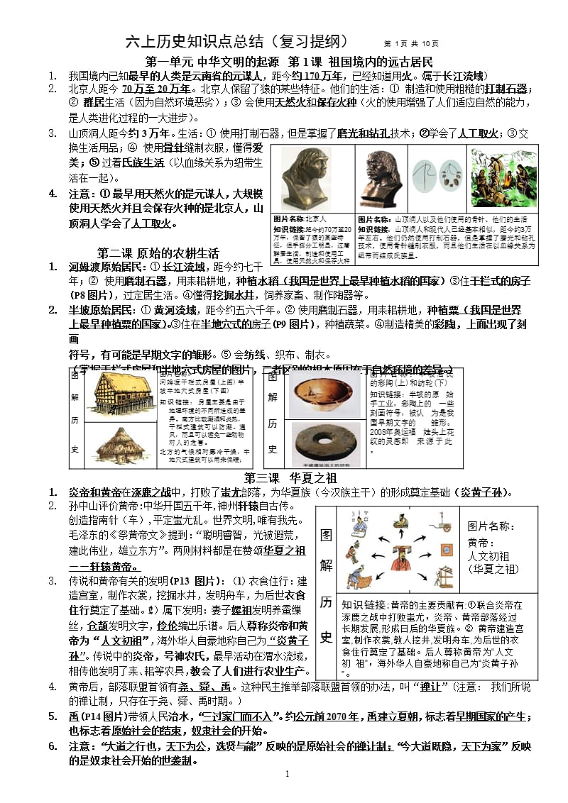【历史复习提纲】六年级上历史知识点总结（2020年12月16日整理）.pptx_第1页