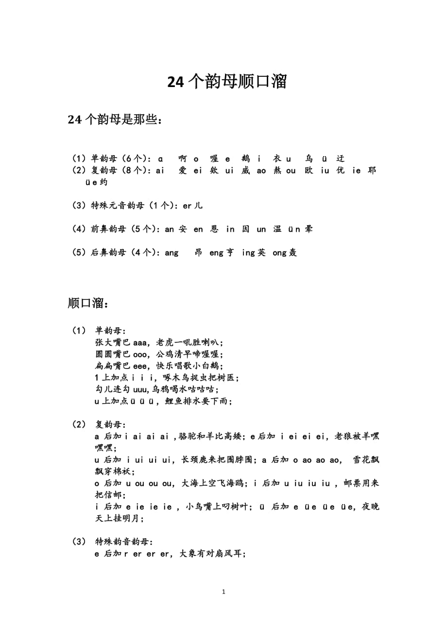 24个韵母顺口溜（2020年12月16日整理）.pdf_第1页