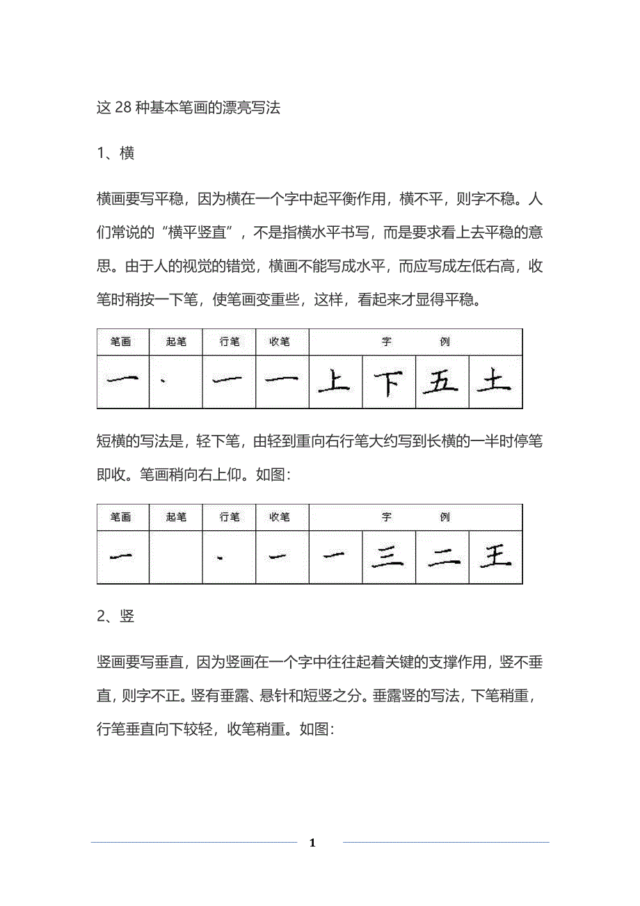28种基本笔画的漂亮写法（2020年12月16日整理）.pdf_第1页