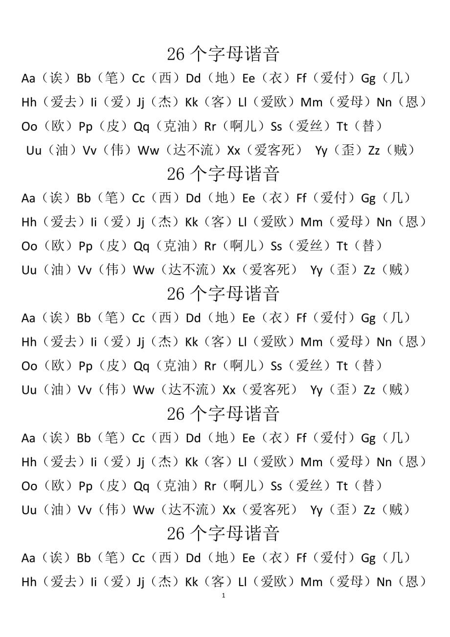 26个字母谐音（2020年12月16日整理）.pdf_第1页