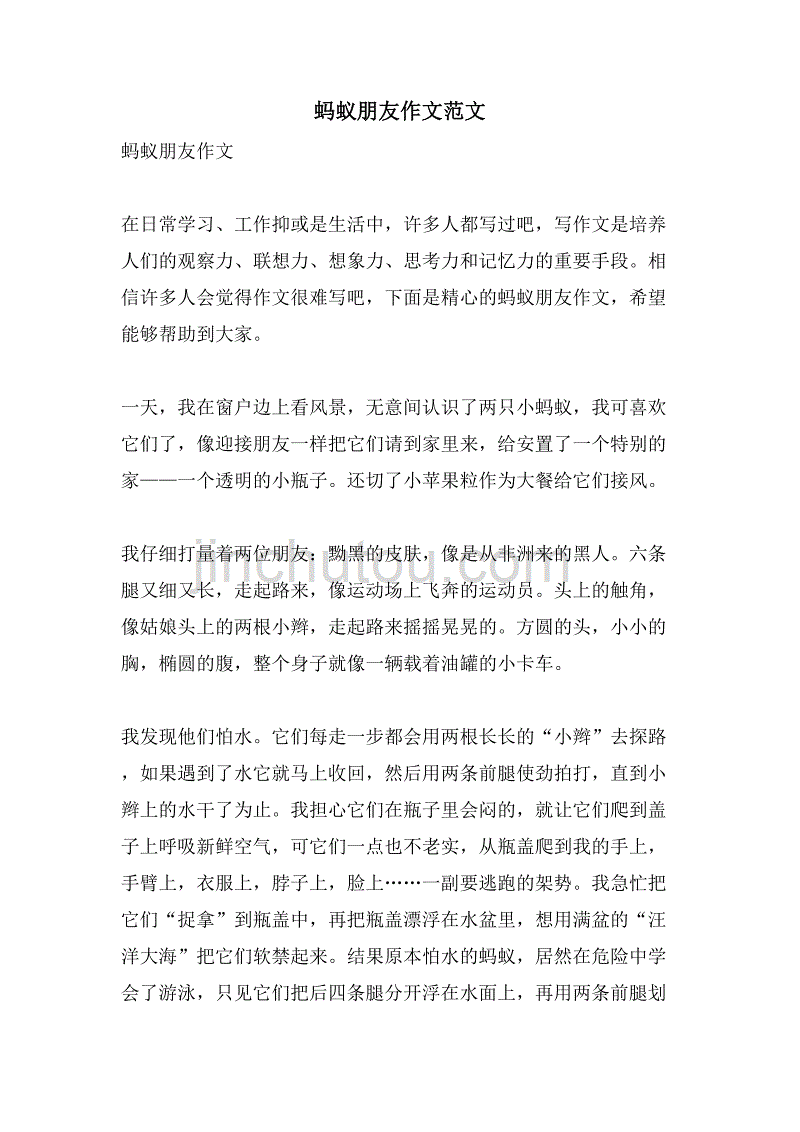蚂蚁朋友作文范文_第1页