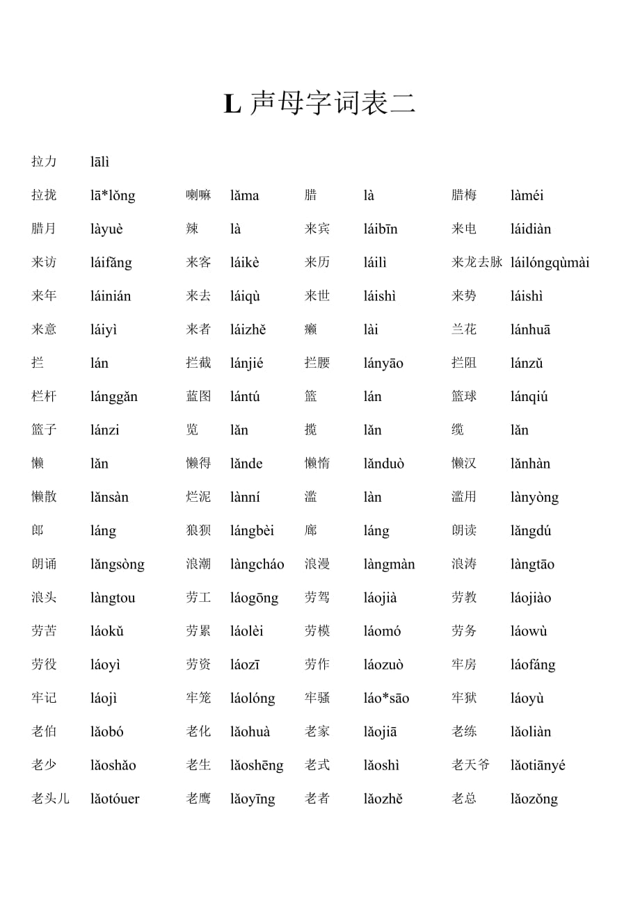 L声母字词表二_第1页