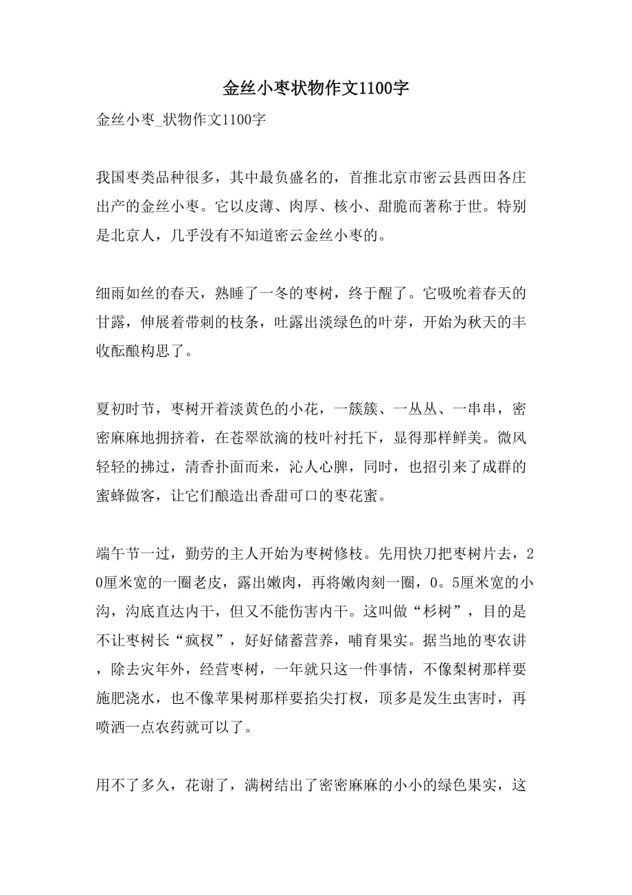 金丝小枣状物作文1100字_第1页