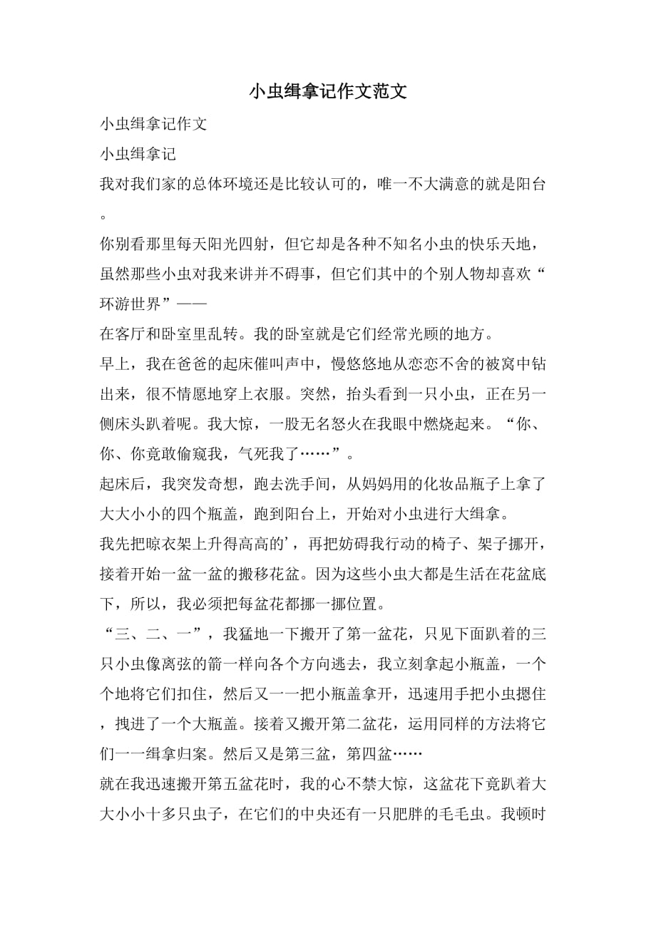 小虫缉拿记作文范文_第1页