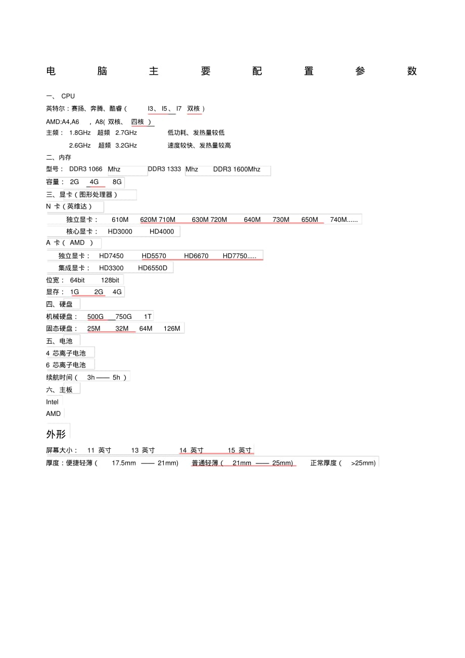 电脑主要配置参数.pdf_第1页