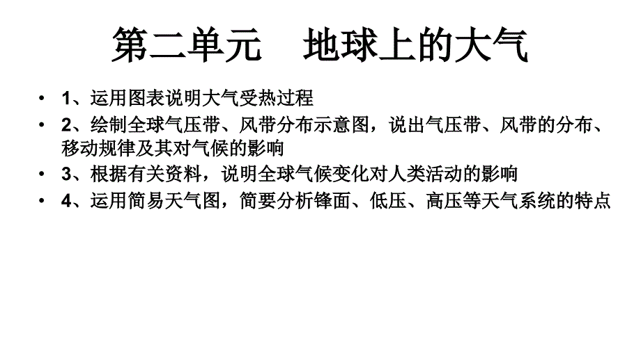 人教版高中地理第二单元《地球上的大气》思维导图幻灯片_第1页
