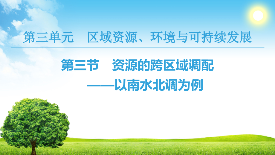 鲁教版高中地理必修三课件：第3单元 第3节　资源的跨区域调配—以南水北调为例_第1页