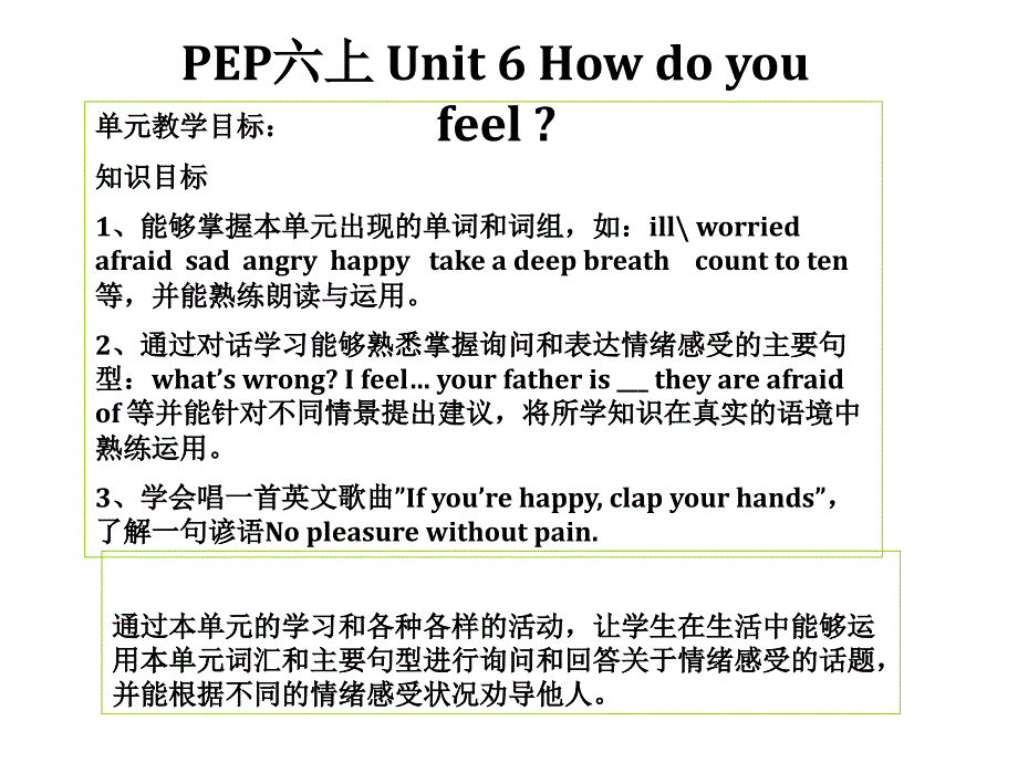 人教版PEP六年级上册英语第六单元单元解读_第1页
