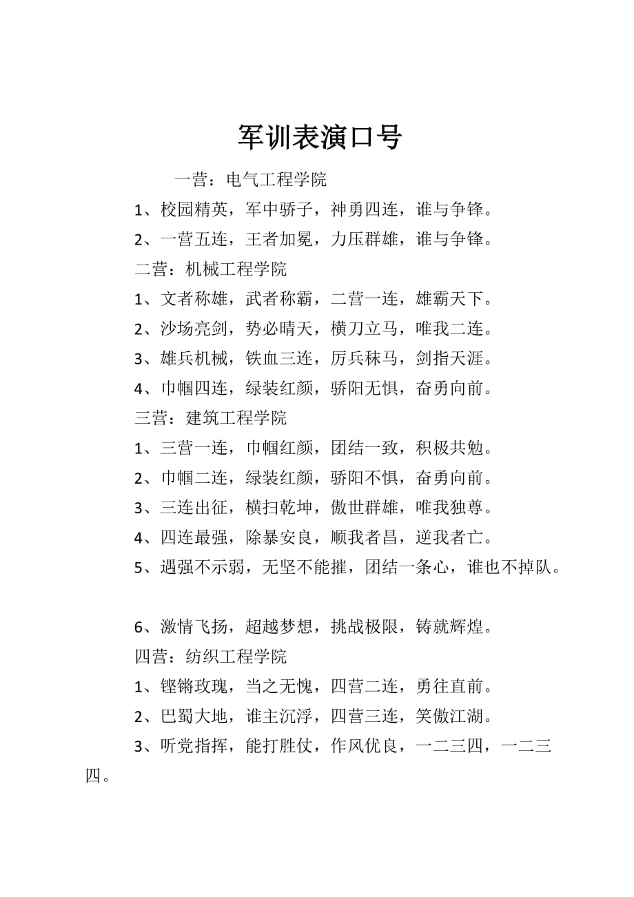 军训表演口号_第1页