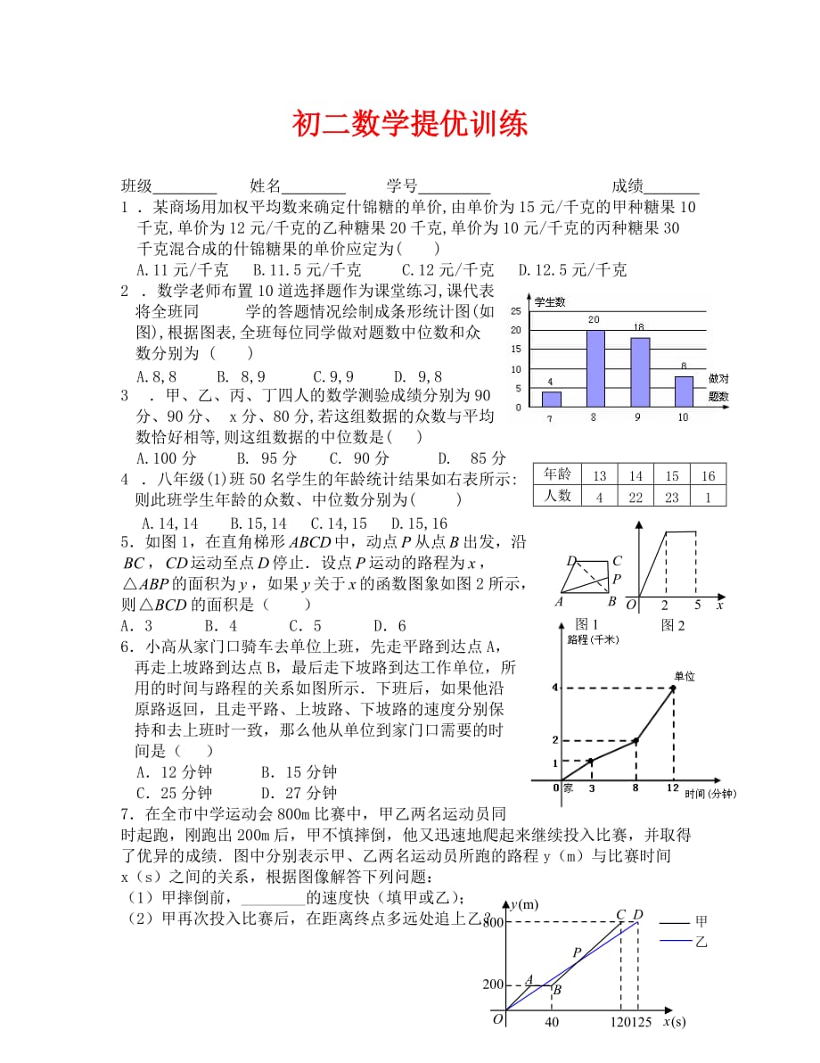 初二数学提优训练3_第1页