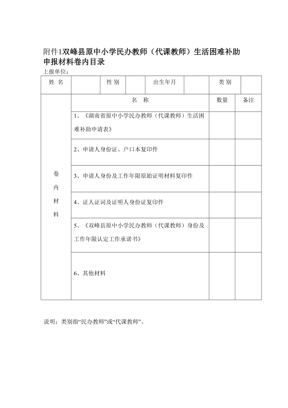 双峰县原中小学民办教师和代课教师生活困难补助发放工作实施.doc_第1页
