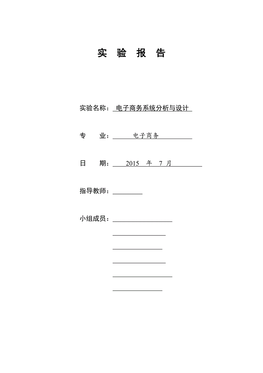 （电子商务）电子商务分析与设计暑期实践报告_第1页