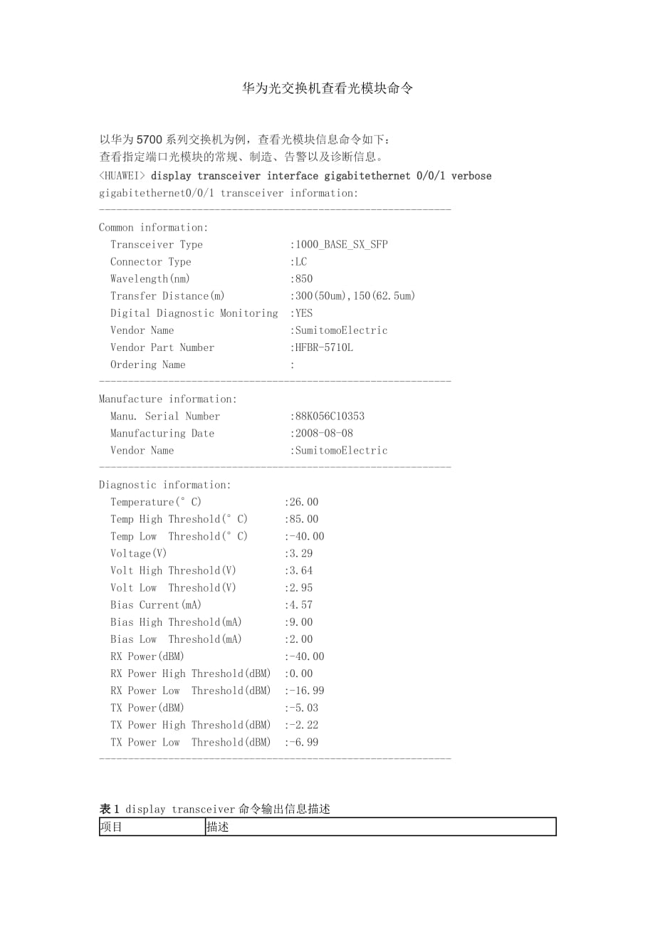 华为光交换机查看光模块命令_第1页