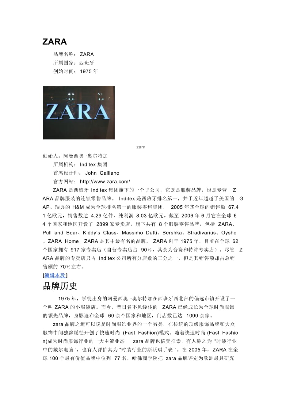 精品ZARA简介_第1页