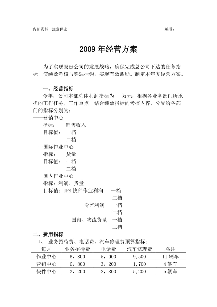 某空运发展公司经营方案(doc 6页)_第1页