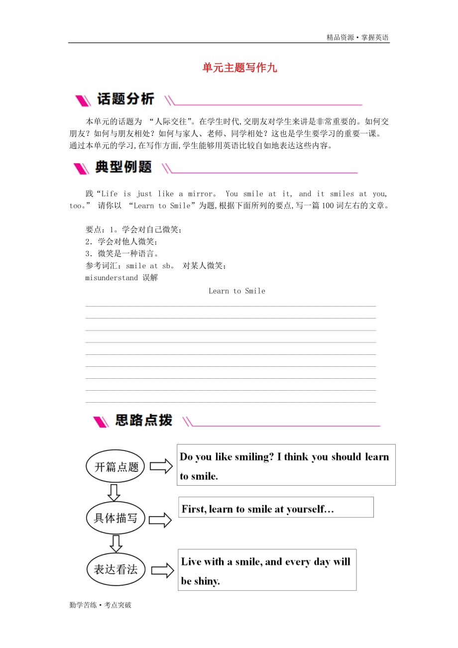 2019-2020九年级英语下册Unit9Communication主题写作九练习新版[冀教版]_第1页