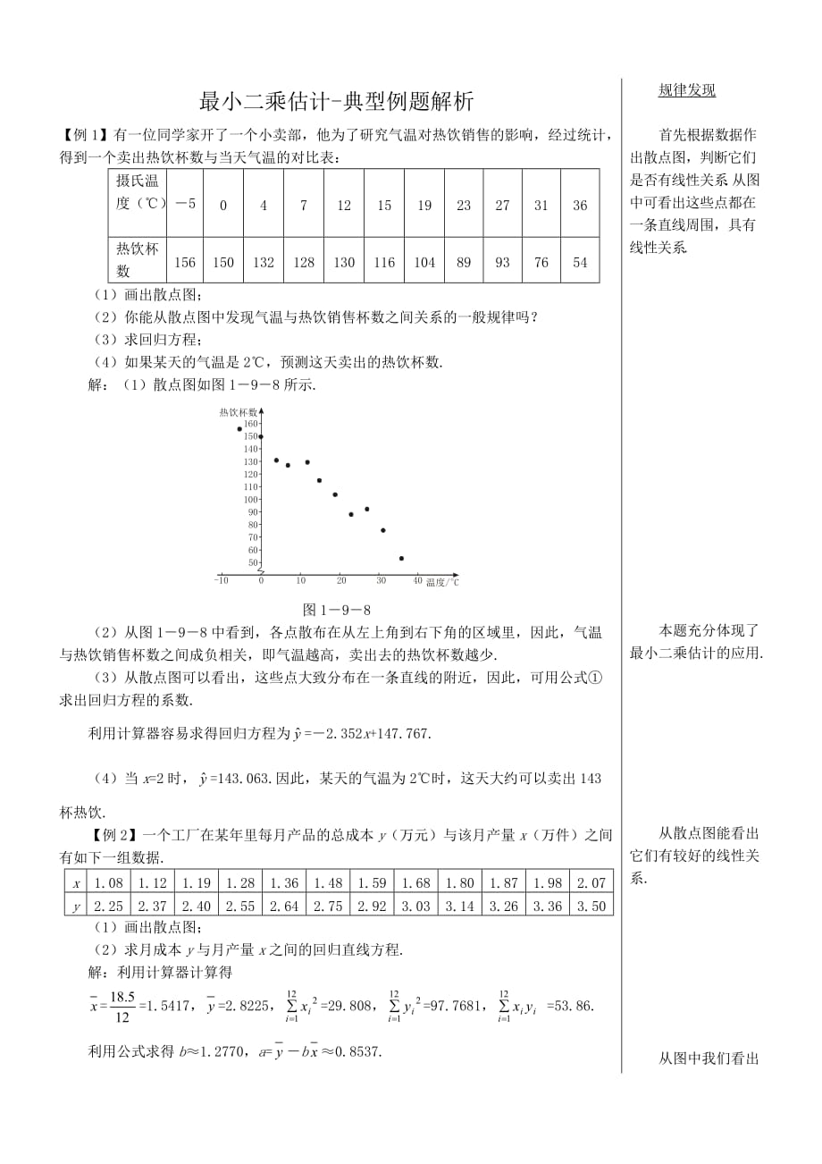 高中数学最小二乘估计-典型例题解析_第1页