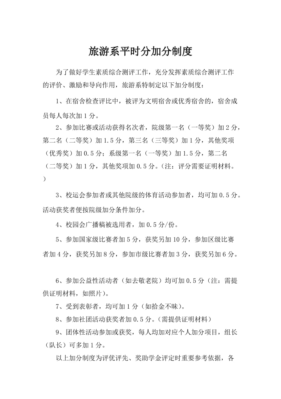 旅游系平时分加分制度_第1页