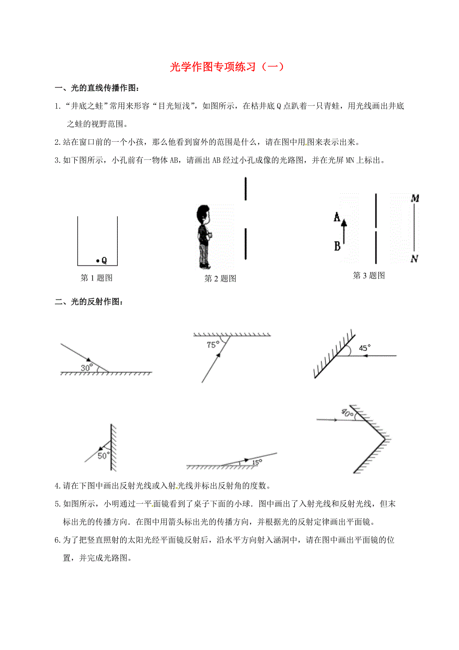 河北保定望都中考物理光学作图专项练习 1.doc_第1页