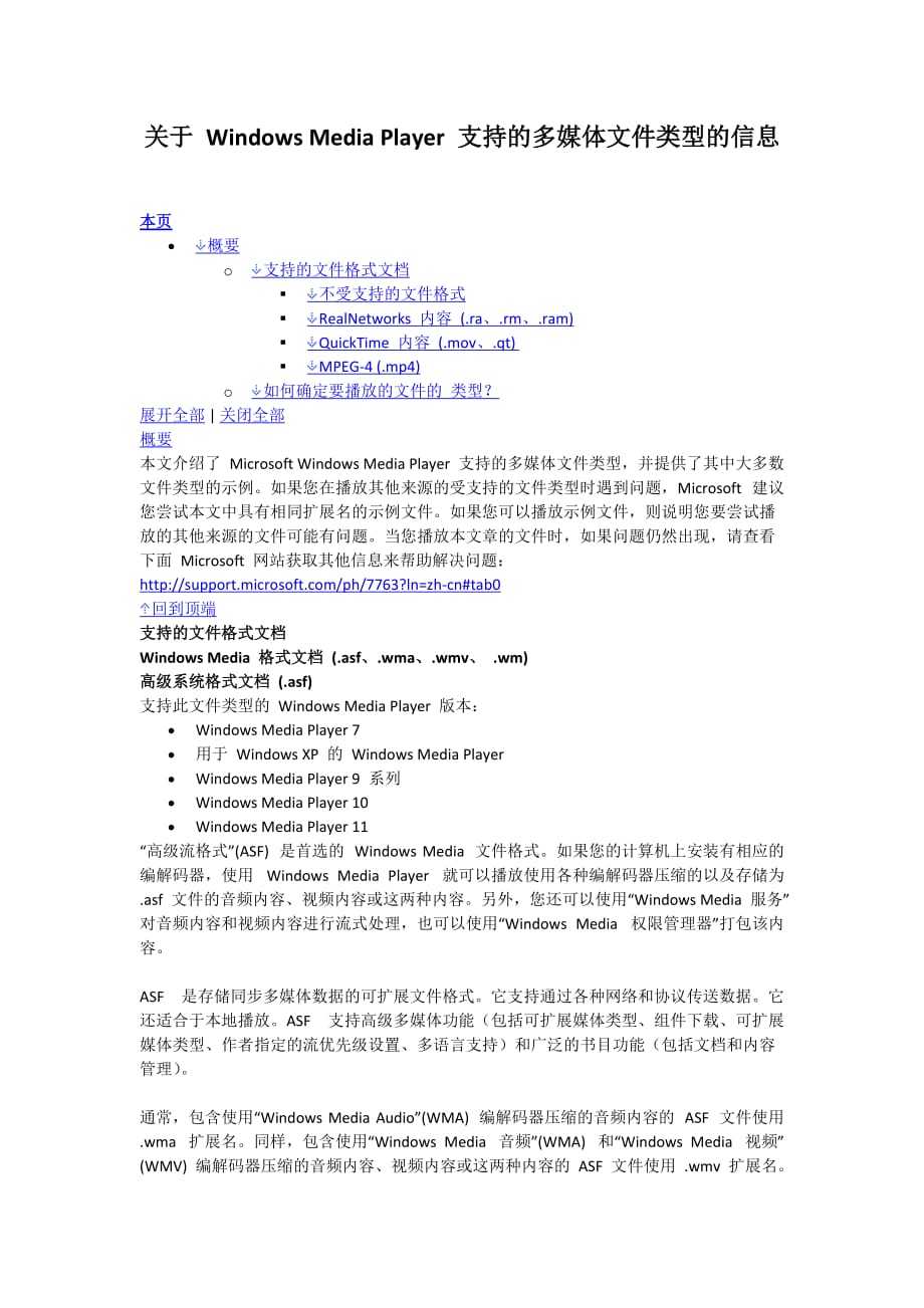 （2020年）（广告传媒）关于Windows Media Player 支持的多媒体文件类型的信息_第1页