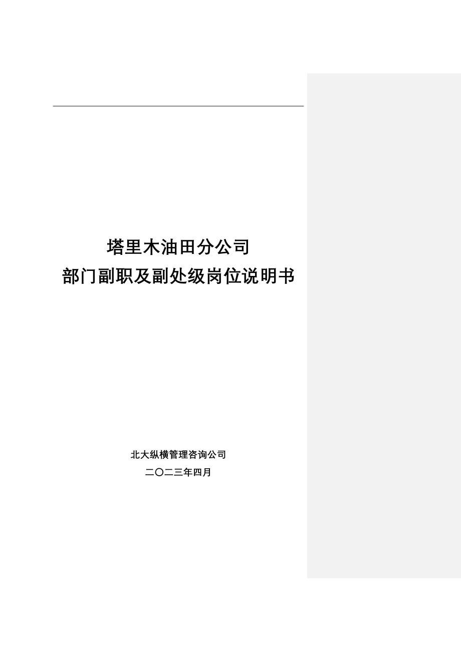 （2020）（岗位职责）部门副职及副处级岗位说明书_第1页
