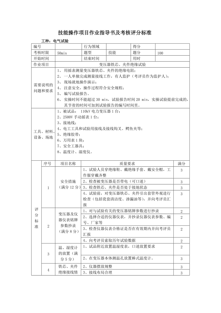 变压器铁芯、夹件绝缘试验_第1页
