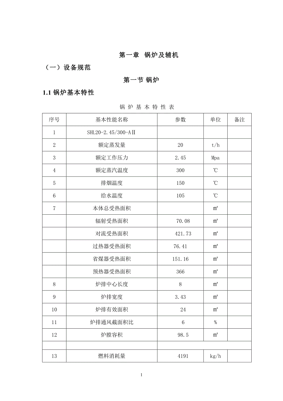 {设备管理}设备性能规范之锅炉及辅机_第1页