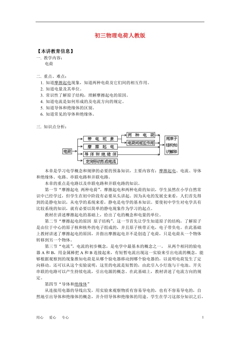 九年极物理 电荷 人教版.doc_第1页