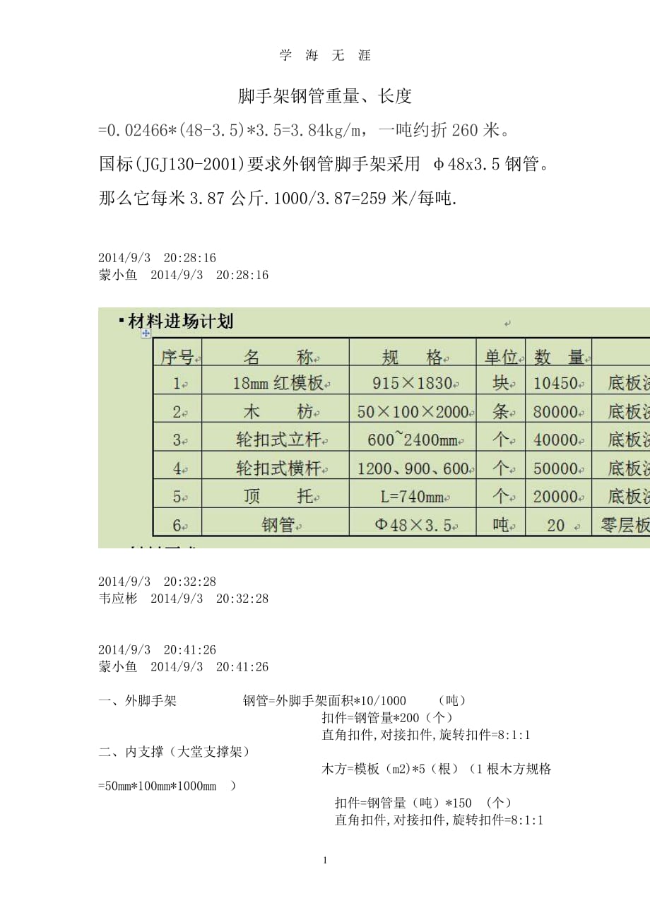 脚手架钢管重量、长度估算（7月20日）.pdf_第1页