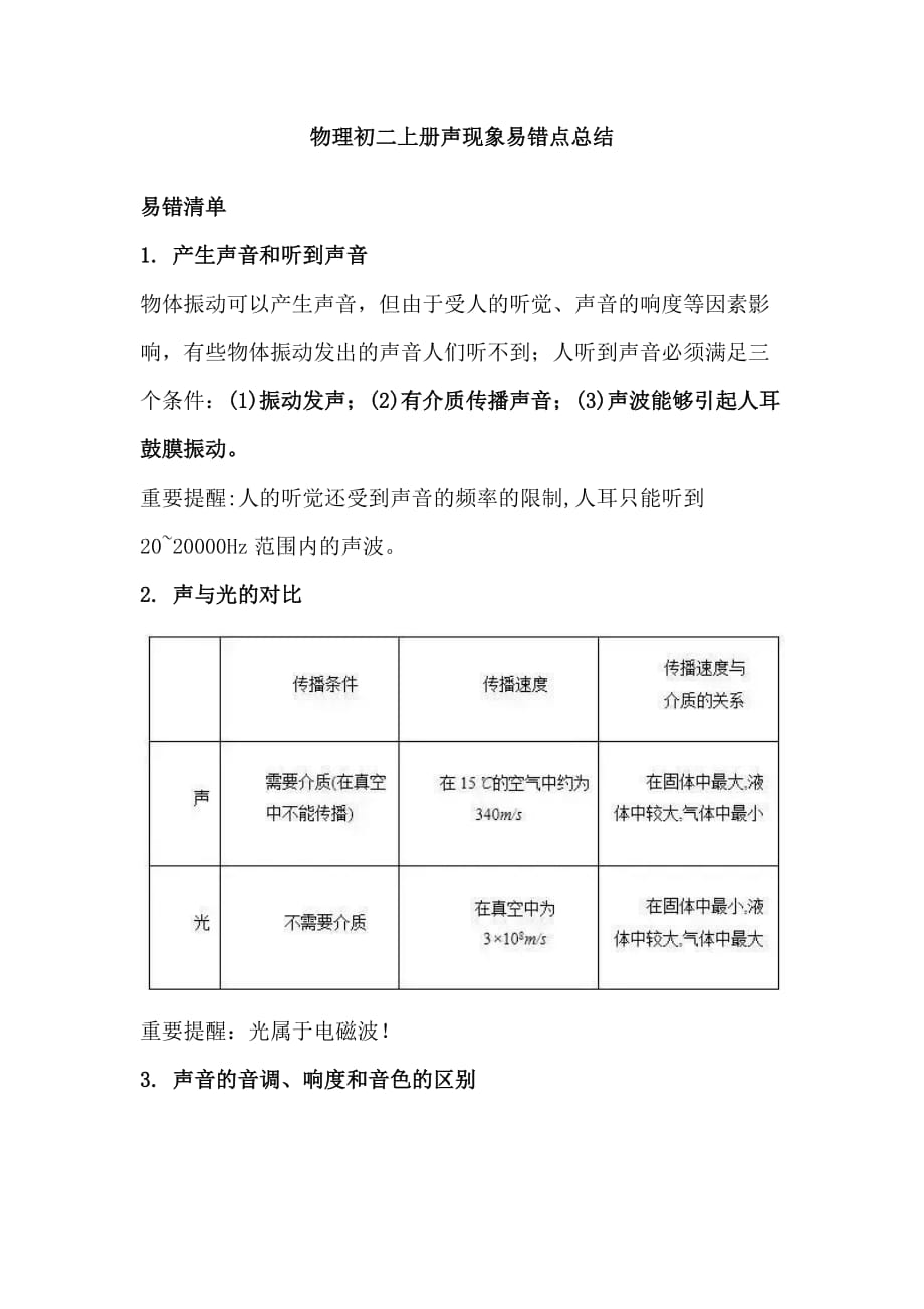 物理初二上册声现象易错点总结_第1页
