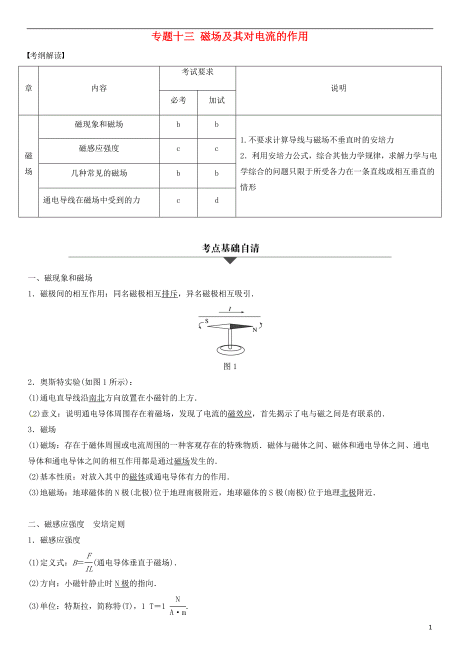 重庆市铜梁县高考物理二轮总复习专题十三磁场及其对电流的作用增分策略练习（含解析）_第1页