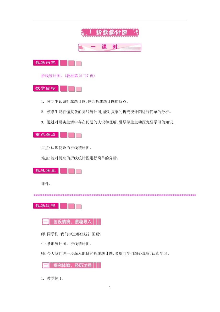 苏教版五年级数学下册-折线统计图教案_第1页