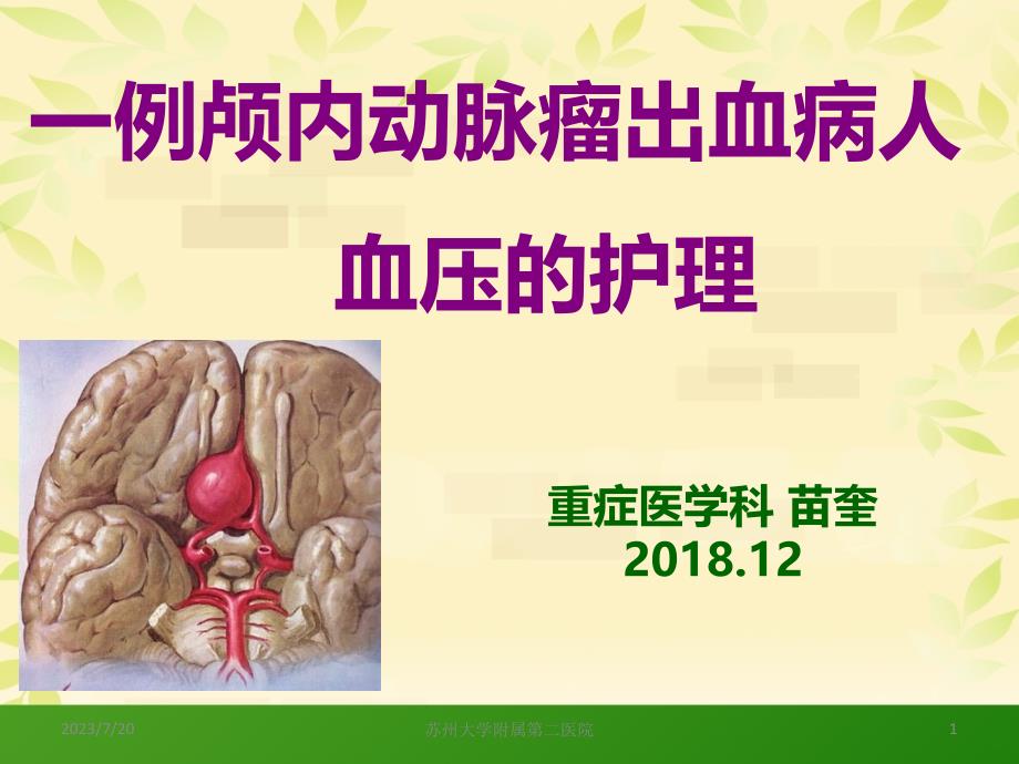颅内动脉瘤护理查PPT课件_第1页