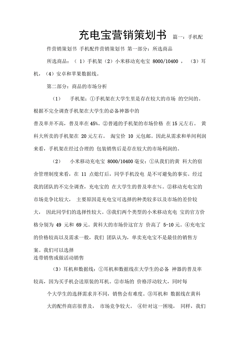 202X年充电宝营销策划书_第1页