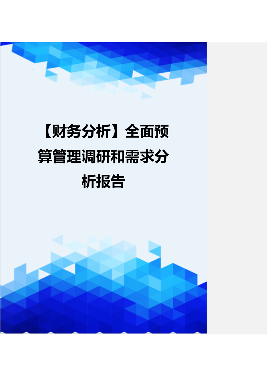 【财务分析】全面预算管理调研和需求分析报告_第1页