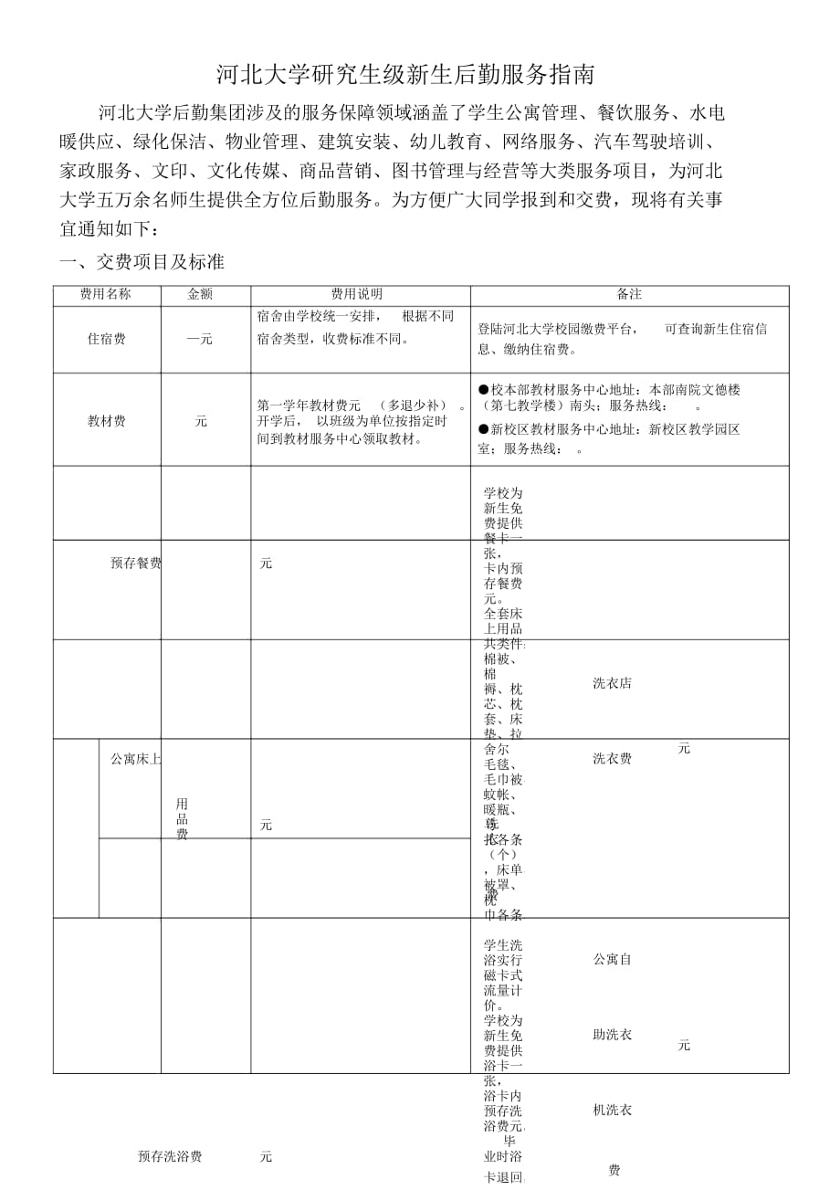 河北大学研究生级新生后勤服务指南_第1页