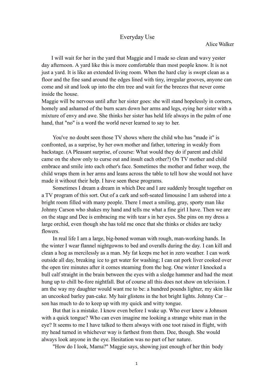 Everyday Use原文+译文.pptx_第1页