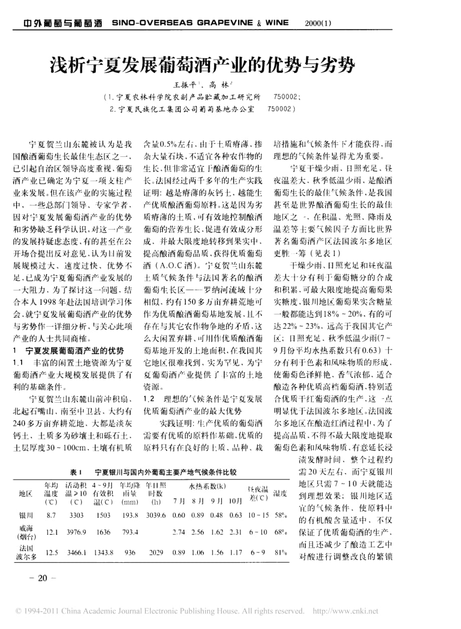 浅析宁夏发展葡萄酒产业的优势与劣势_第1页