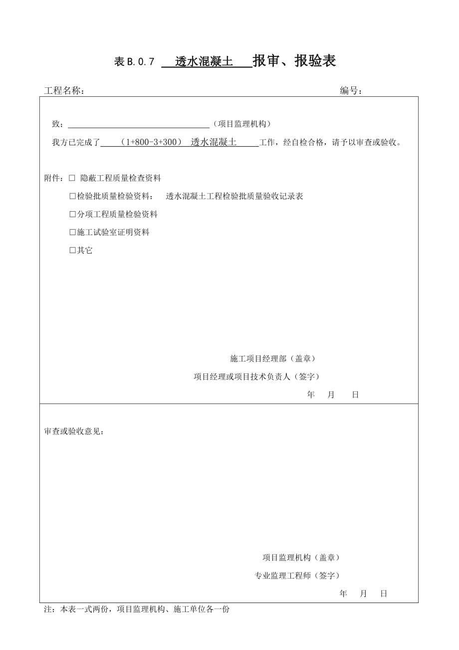 1081编号透水混凝土工程检验批质量验收记录表_第1页