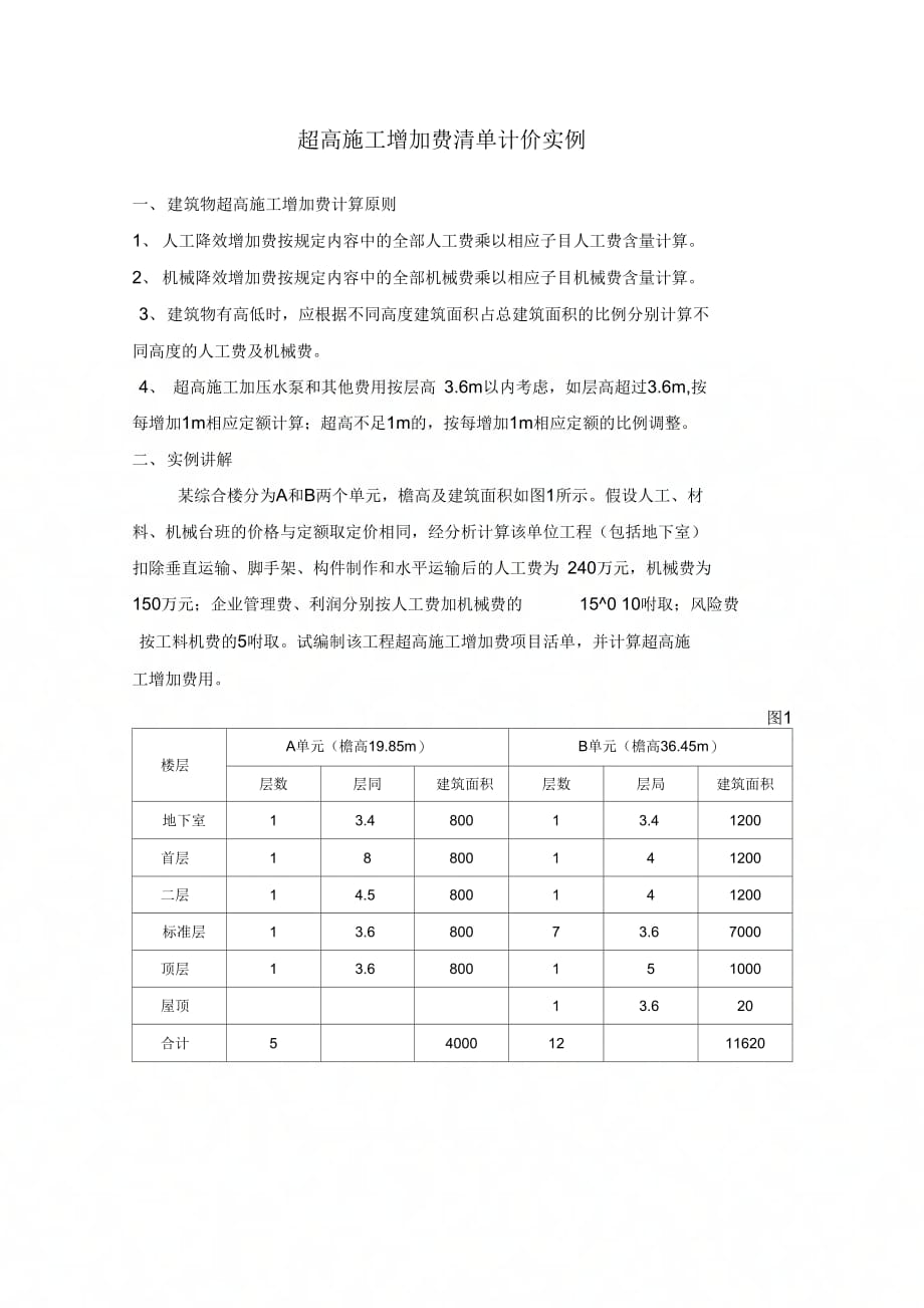 《超高施工增加费清单计价实例》_第1页