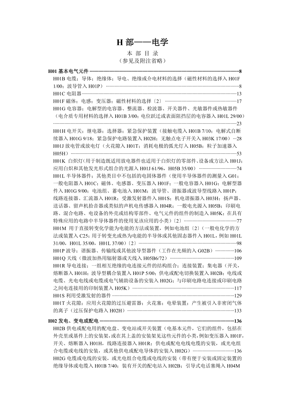 国际专利分类表H部——电学doc_第1页