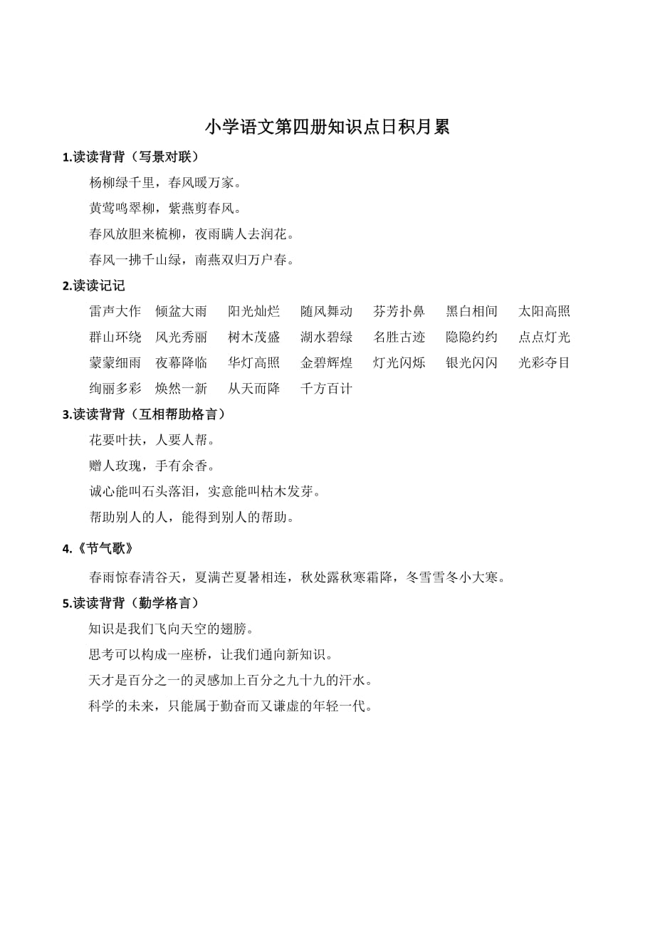 人教版小学语文4-12册日积月累_第1页