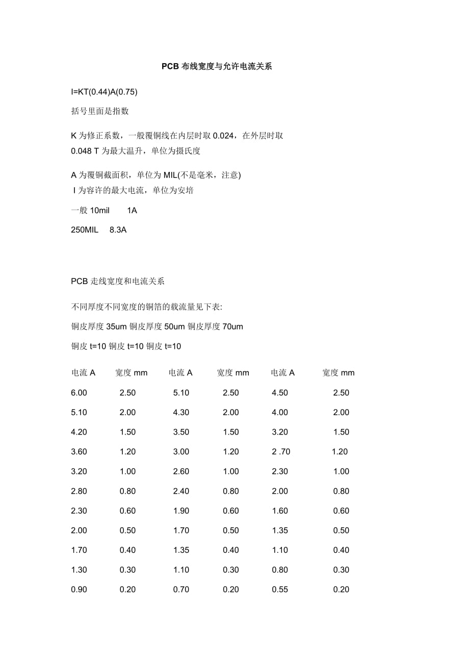 PCB布线宽度与允许电流关系_第1页
