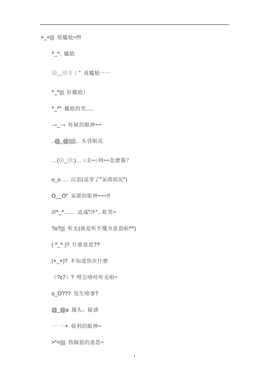 2021年整理常用的表情符号和含义.doc_第1页