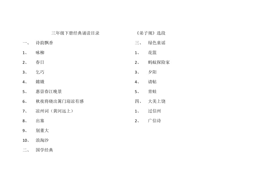 三年级下册经典诵读目录_第1页