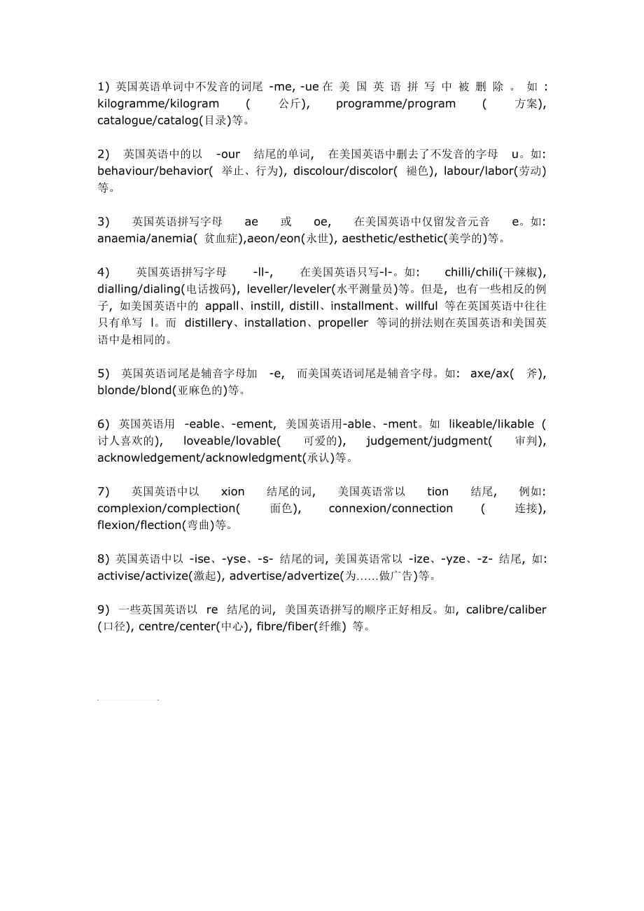 “英式”拼写和“美式”拼写的区别_第1页