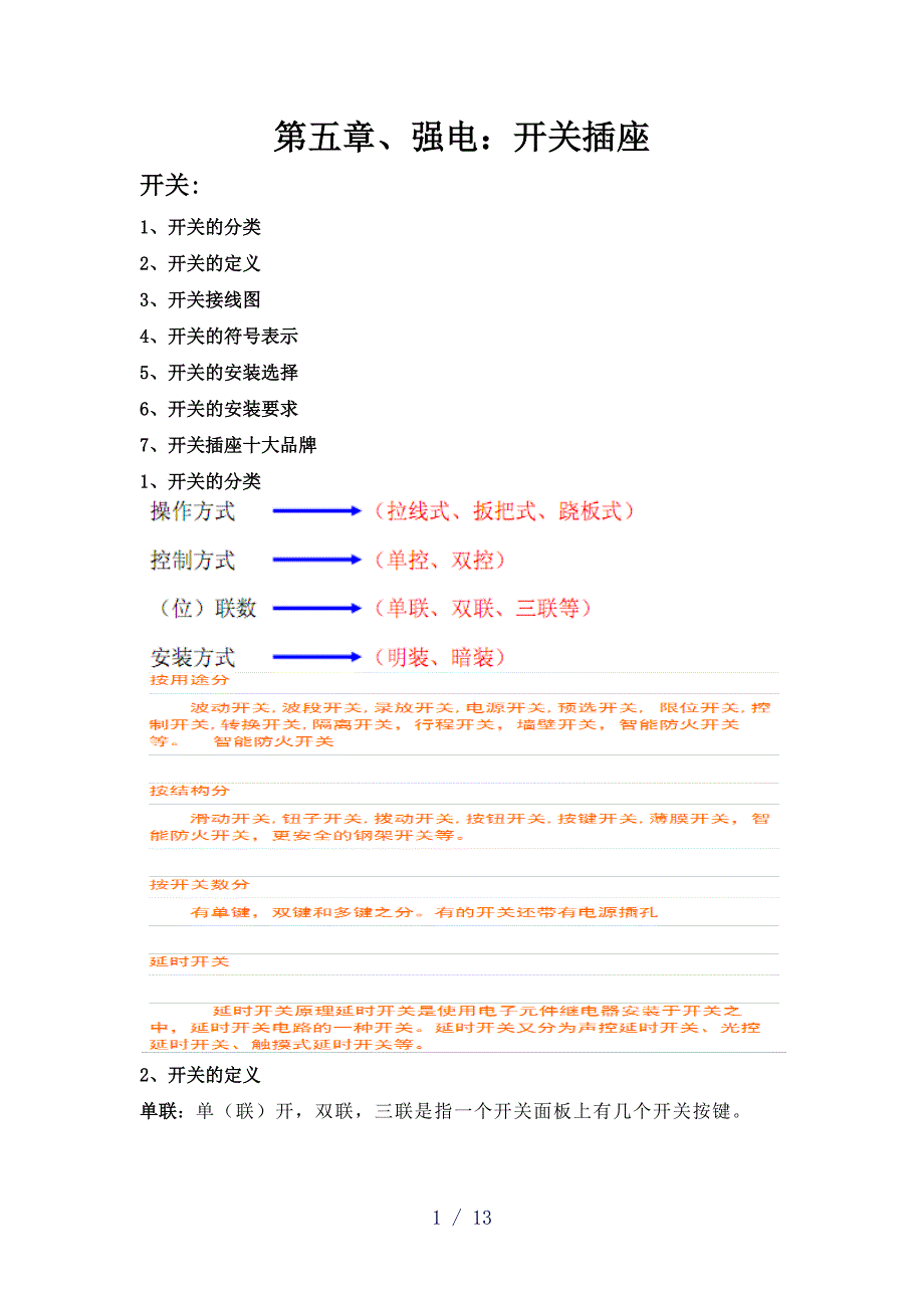 开关插座简述word版_第1页