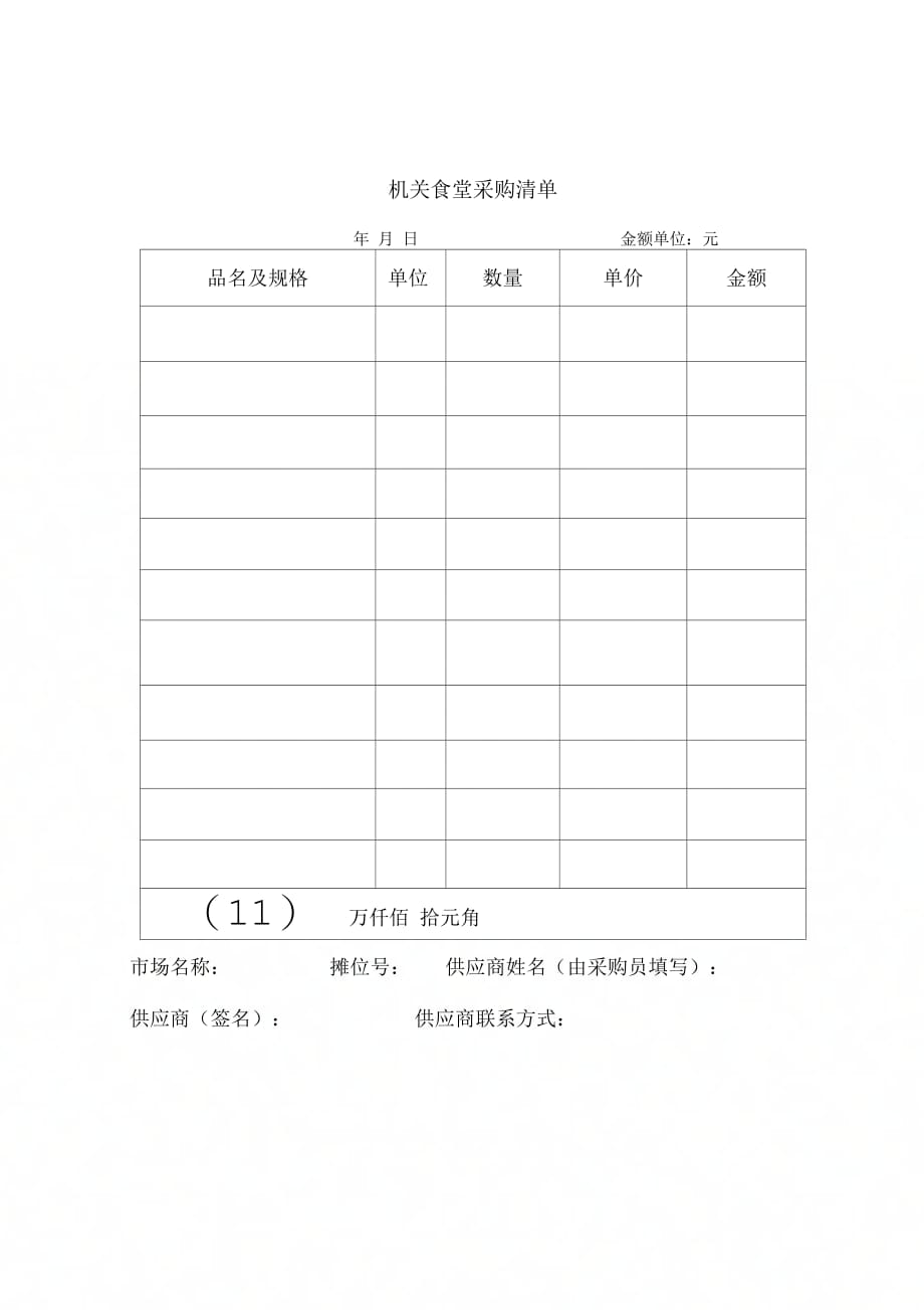 《机关食堂管理制度相关表格》_第1页